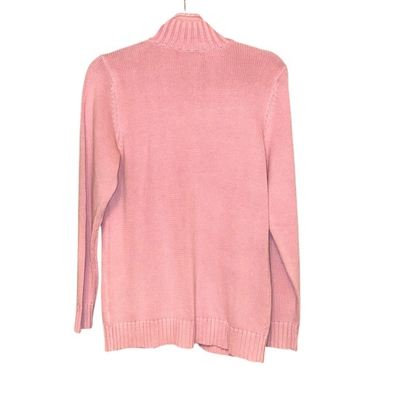 Quacker Factory Pink Crystal Detail Zip-up  Cardigan Sweater Jean Pockets - Picture 2 of 4